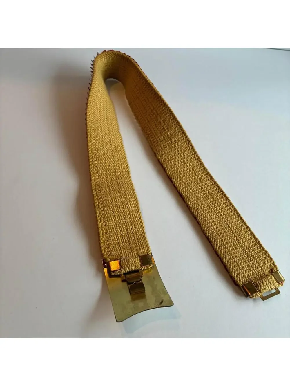 Vintage Red Fish Scale Elastic Belt Disco Glam Stretch Belt Gold Tone Clasp S M